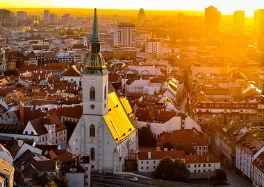 Bratislava cityscape at sunrise