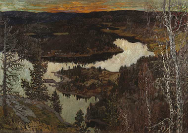 Nordic Lake Landscape Painting