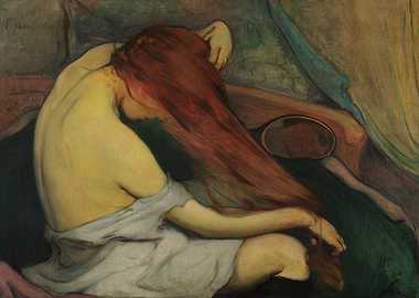 Woman with Long Red Hair Painting