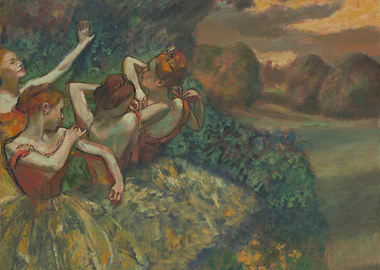 Ballet Dancers in Repose, Pastel Painting