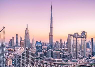 dubai skyline at sunset