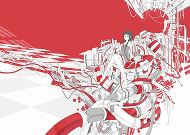 Anime Girl in Futuristic Setting