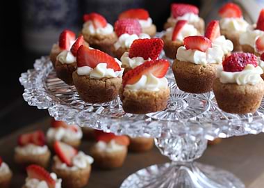 Strawberry Cupcakes on Crystal Stand