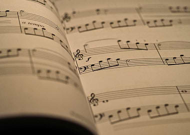 Open Sheet Music Book Close-Up