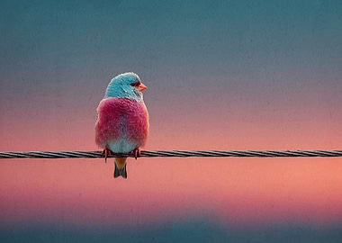 Colorful Bird on Wire at Sunset