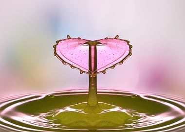 Water Drop Collision in Pink and Green