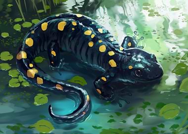 Spotted Salamander in Water