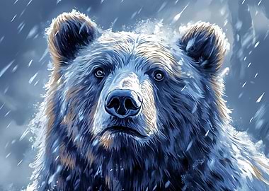 Blue Bear in the Snow