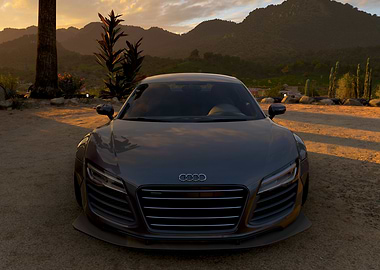 Audi R8 on a dirt road