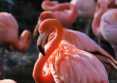 Flock of Pink Flamingos