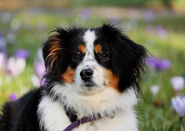 Dog Portrait in a Field of Flowers