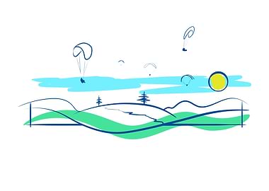 Paragliding over Green Hills Illustration