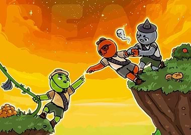 Cartoon Rescue on Fantasy Cliffs