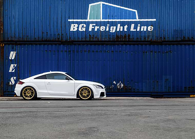 White Audi TT with Gold Wheels