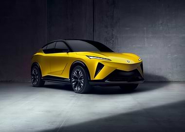 Yellow Electric Car Studio Shot