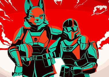 Futuristic Furry and Soldier Illustration