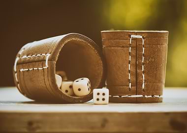 Dice and Leather Cup Still Life