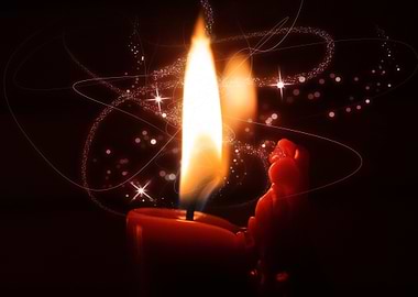 Glowing Candle with Sparkles