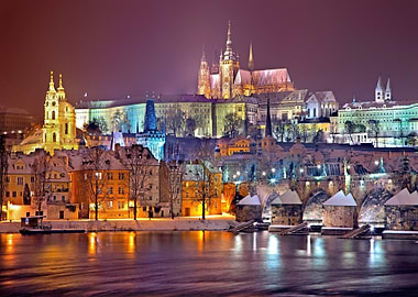 Prague at Night in Winter