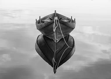Monochrome Boat Reflection