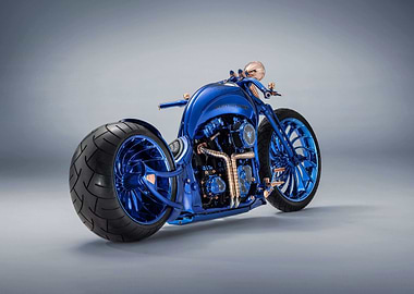 Custom Blue Harley-Davidson Motorcycle