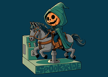 Spooky Ride: Pumpkin Head on Horse