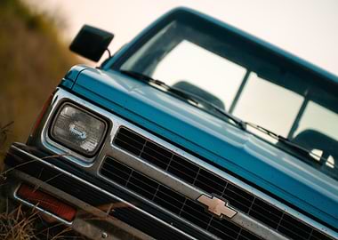 Blue Chevrolet Truck Close-Up
