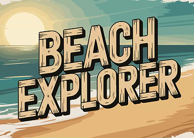 Beach Explorer Text Art Illustration
