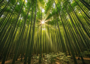 Bamboo Forest with Sunlight