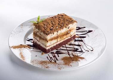 Tiramisu Dessert on a White Plate