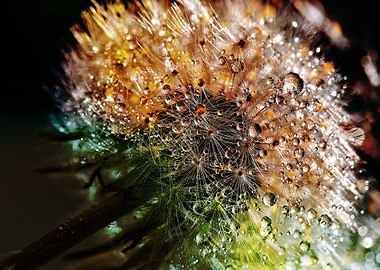 Dandelion Seed Head with Water Droplets