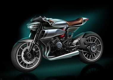 Sleek Silver Motorcycle on Black Background