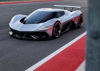 Sleek Silver Sports Car on Racetrack