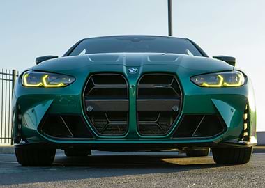 Green BMW M4 Front View