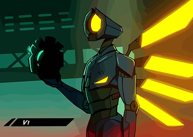 Stylized Robot Holding Gear