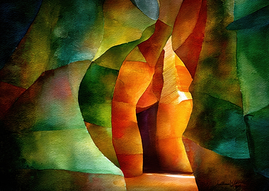 Abstract Watercolor Painting with Warm Tones