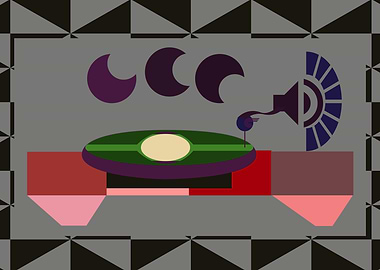 Abstract Turntable with Geometric Background