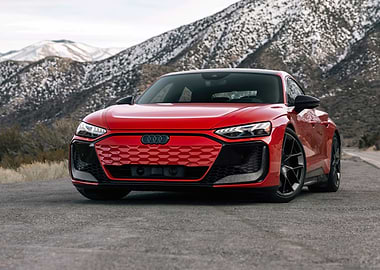 Red Audi e-tron GT on Mountain Road
