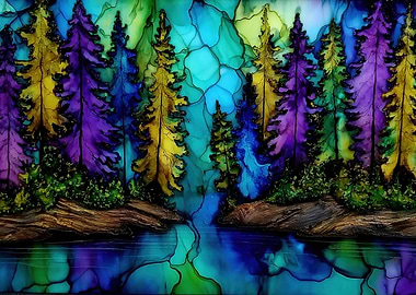 Colorful Forest Landscape Painting