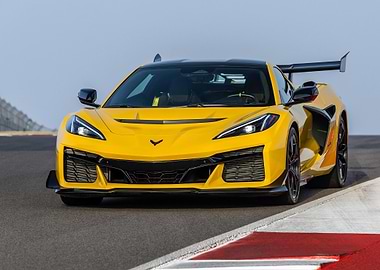 Yellow Chevrolet Corvette Z06 on track