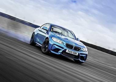 Blue BMW M2 Drifting on Track