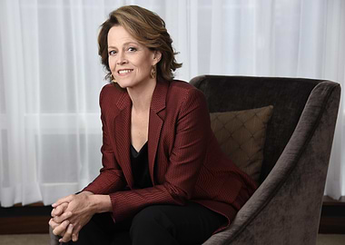 Sigourney Weaver Portrait in Red Blazer