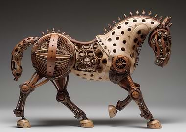 Steampunk Mechanical Horse Sculpture