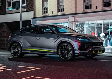 Gray Lamborghini Urus on City Street
