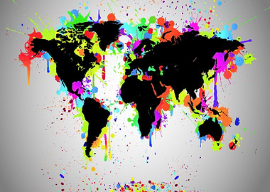 Colorful Splatter World Map