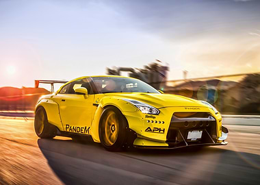 Yellow Nissan GT-R Pandem