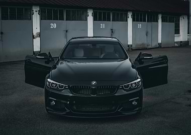 Black BMW with Open Doors