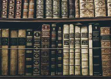 Antique Books on Shelves