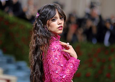 Jenna Ortega in Pink Embellished Dress