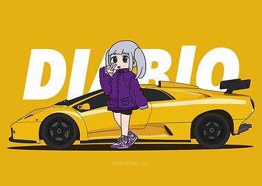 Anime Girl with Lamborghini Diablo